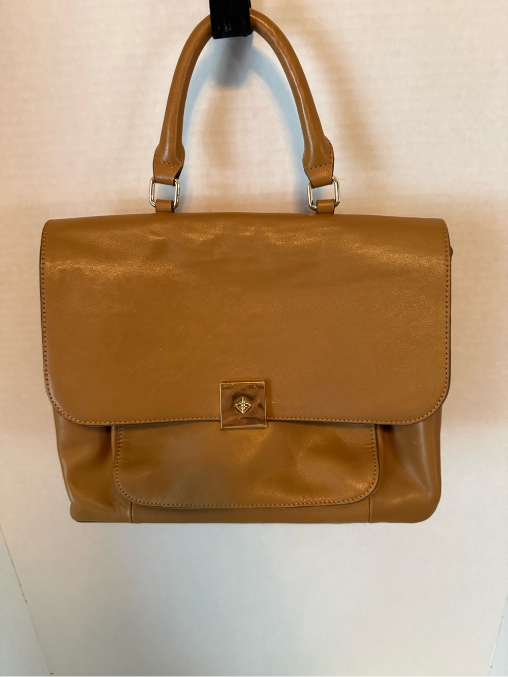 ANTONIO MELANI Camel Leather Top-Handle Satchel